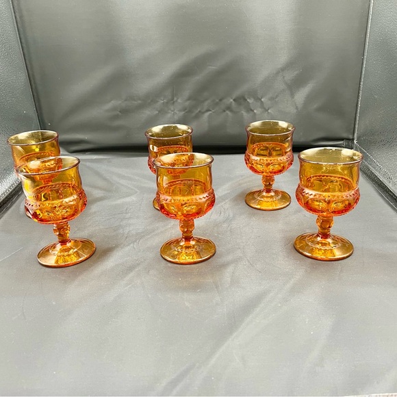 1960s Royal Amber small goblets set of 6 - Picture 7 of 12